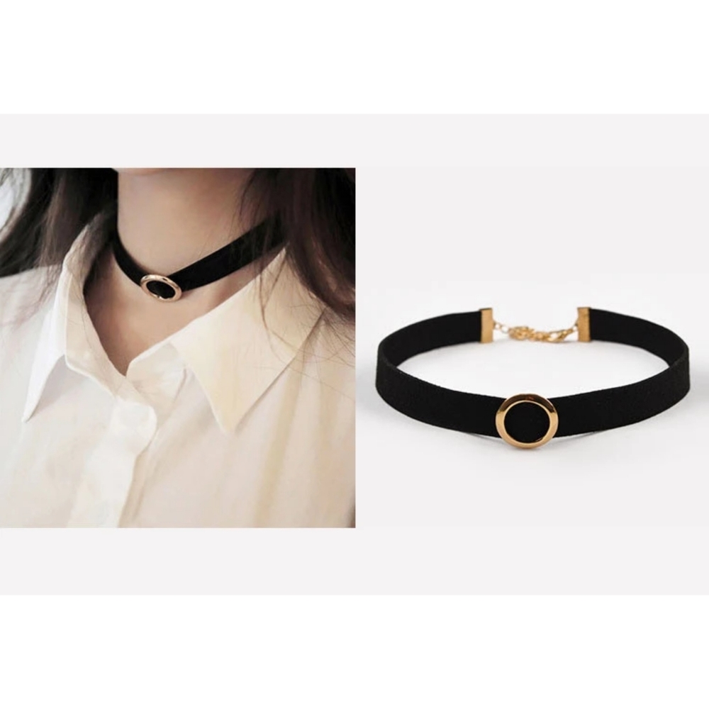 🖤Cute gold circle choker